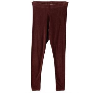 M&S INDIGO Collection Leggings US 8 Brown Ribbed Pull-Up Stretchy Cotton Blend